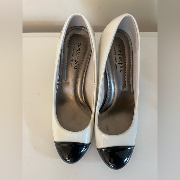 Comfort Plus Cap Toe Black and White Women's Heels - Picture 10 of 10